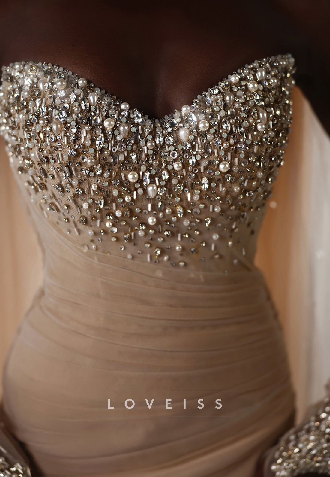 Beaded Sweetheart Mermaid Gown with Ruffled Skirt