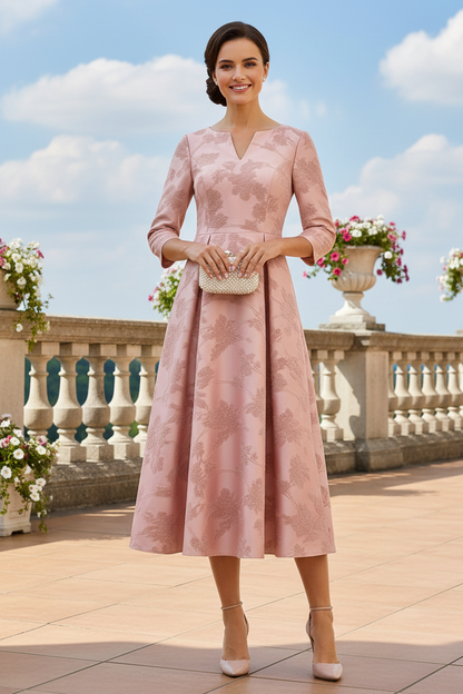 Elegant Jacquard A-Line Midi Dress