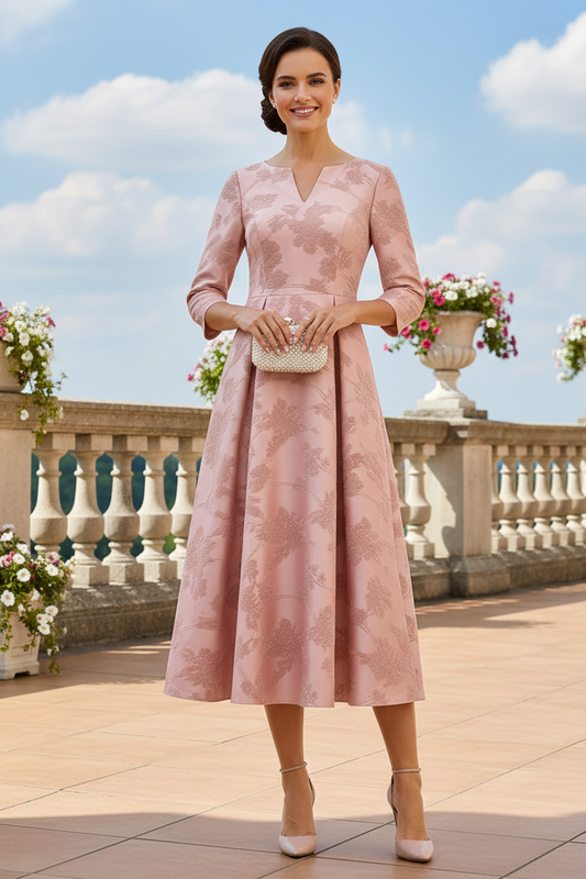 Elegant Jacquard A-Line Midi Dress