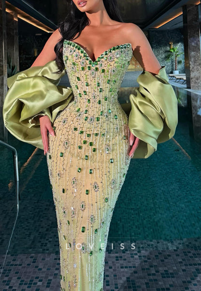 Strapless Beaded Corset Mermaid Gown