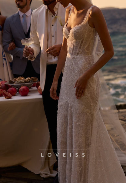 Corset Lace Spaghetti Strap Wedding Dress