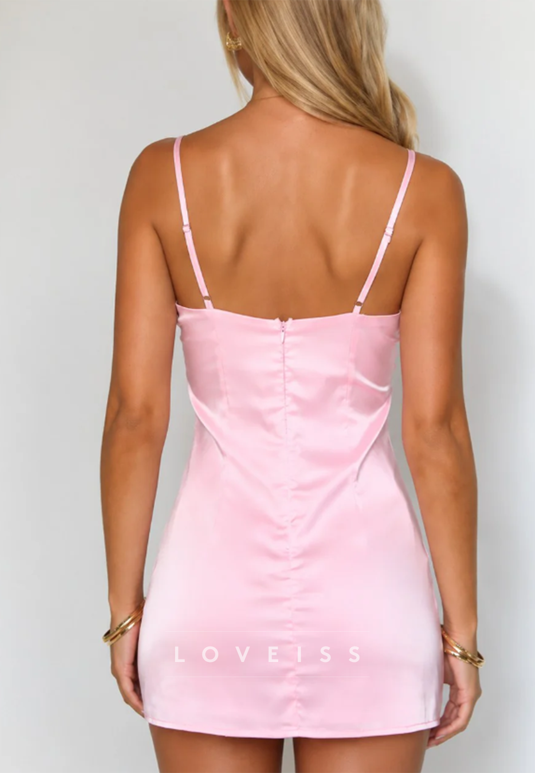 Satin Sweetheart Ruched Bodice Mini Slip Dress