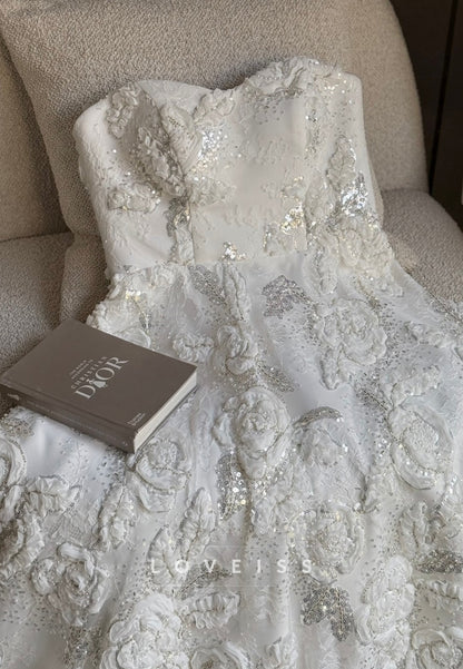3D Floral Sequin Embellished Ball Gown Dress