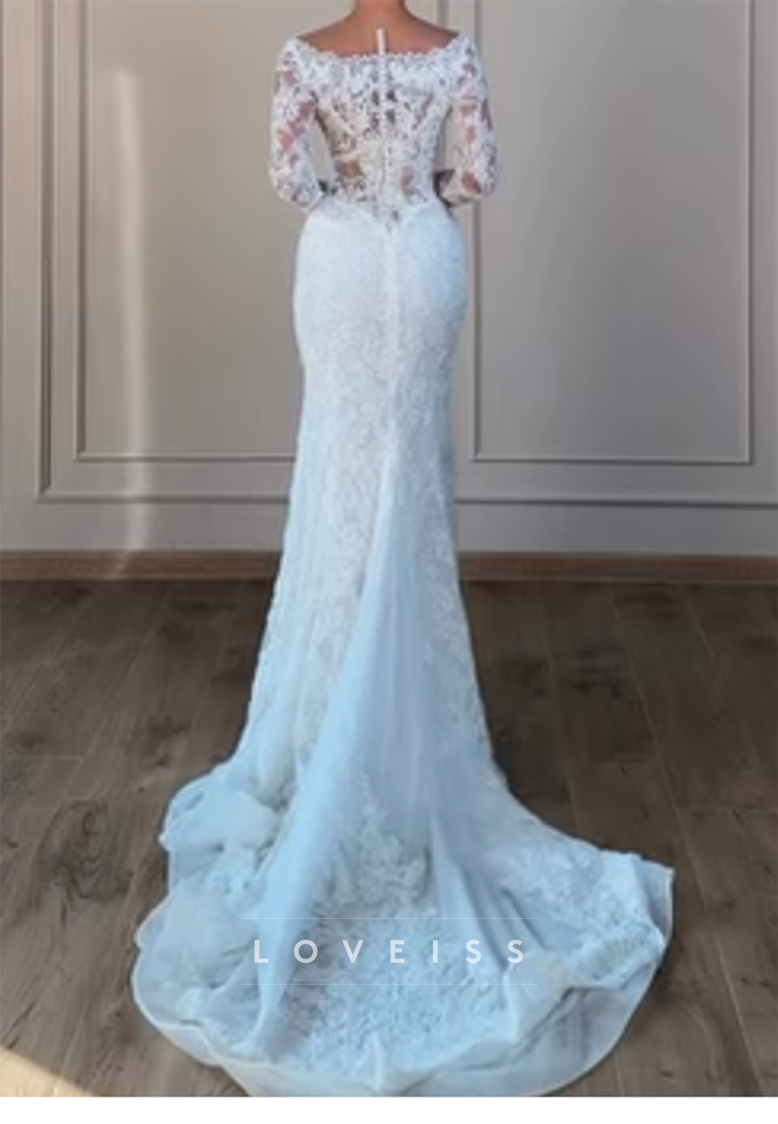 Lace Off-the-Shoulder Long Sleeve Mermaid Wedding Dress