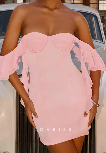 Strapless Sweetheart Mini Dress with Off-Shoulder Ruffles