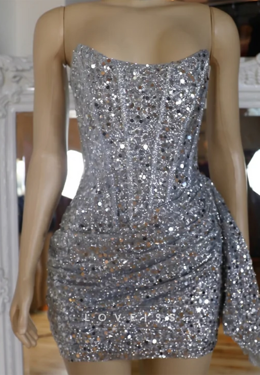 Strapless Sequin Corset Bodycon Mini Dress