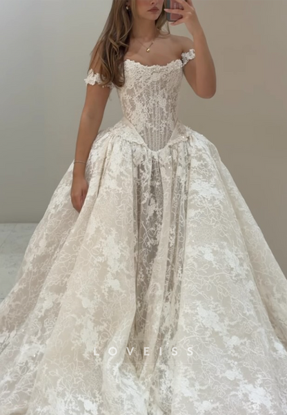 Off-the-Shoulder Lace Corset Ball Gown