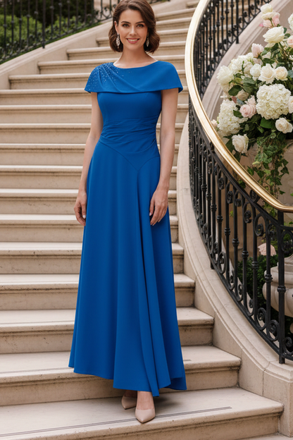 Embellished Portrait Neckline Asymmetrical Maxi Dress