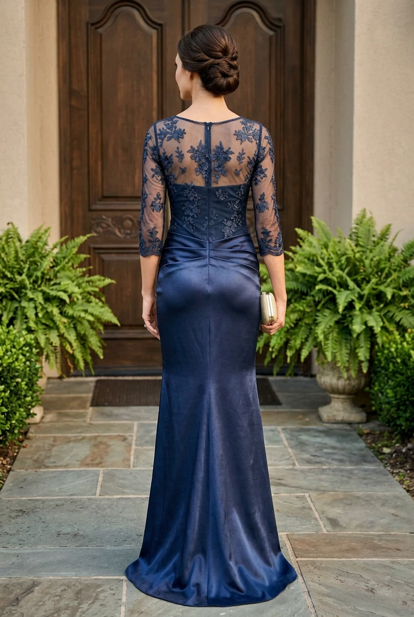 Embroidered Illusion Bodice Trumpet Gown