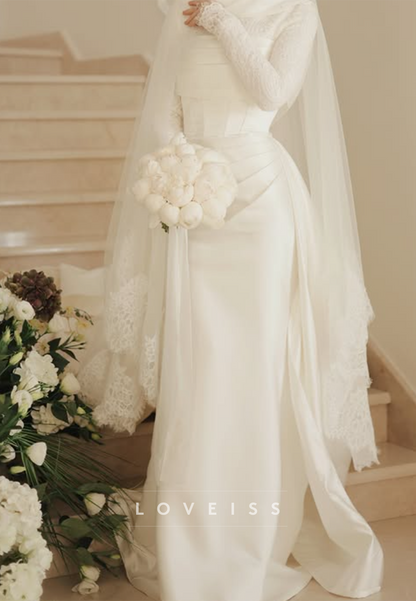 Illusion Lace High Neck Long Sleeve Wedding Gown