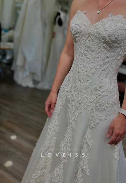 Lace Applique Sweetheart A-Line Wedding Dress