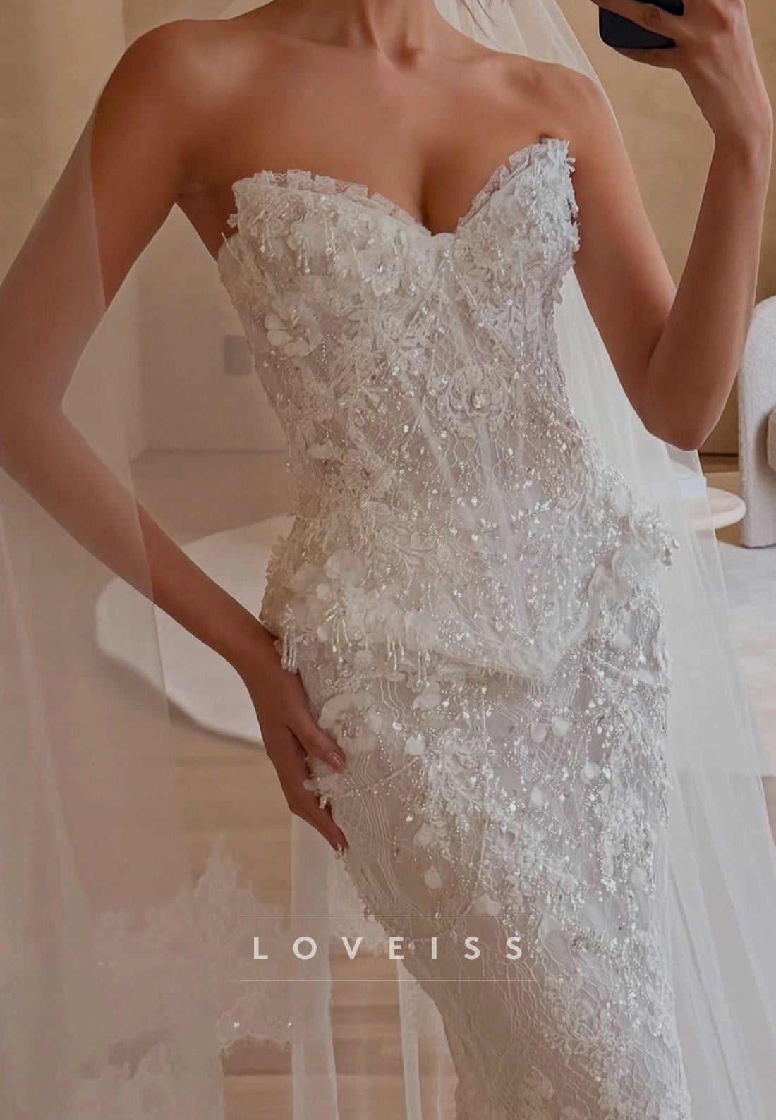 Beaded Lace Mermaid Wedding Dress