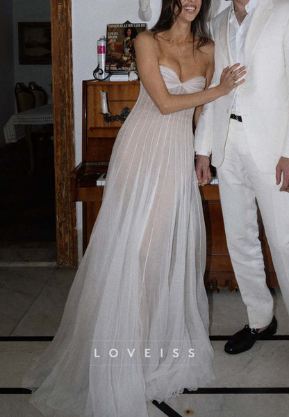 Strapless Sweetheart Sheer Boned Wedding Dress