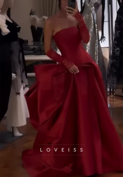 Strapless Ball Gown with Matching Opera Gloves