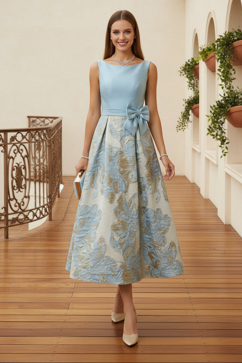 Floral Jacquard Midi A-Line Dress