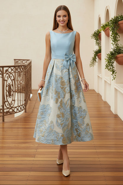 Floral Jacquard Midi A-Line Dress