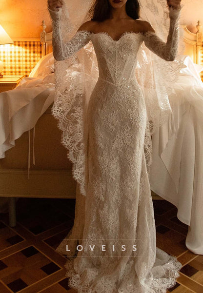 Off-Shoulder Lace Mermaid Wedding Dress