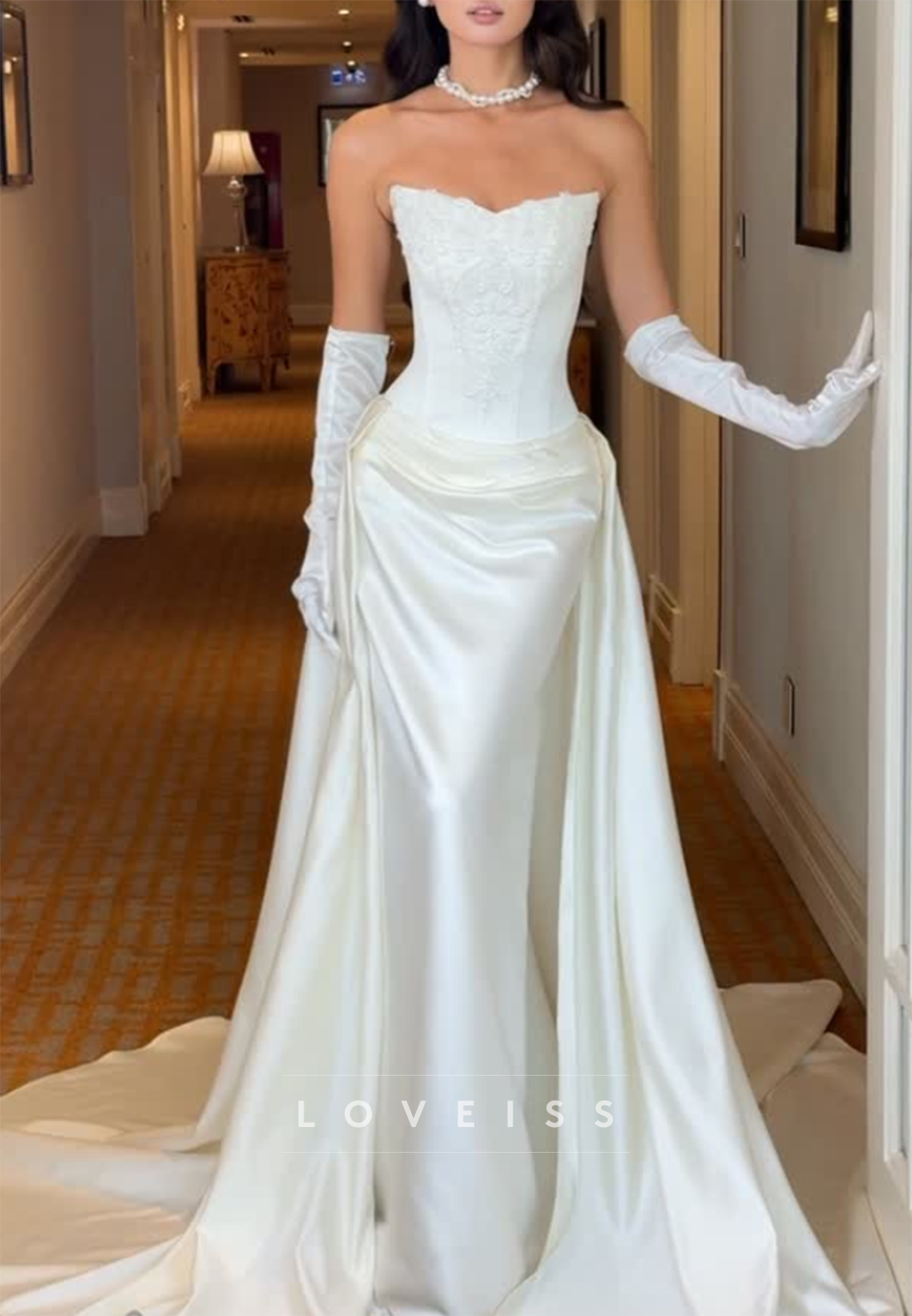 Strapless Corset Wedding Dress with Overskirt