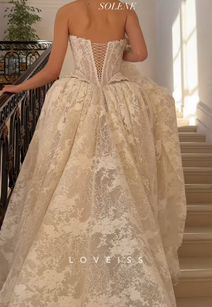 Strapless Lace Ball Gown Wedding Dress