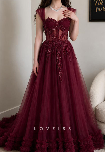 Off-the-Shoulder Sweetheart Tulle Ball Gown