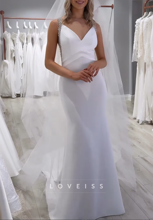 Beaded Illusion Back Mermaid Wedding Dress