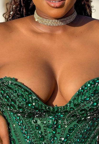 Strapless Beaded Corset Evening Gown