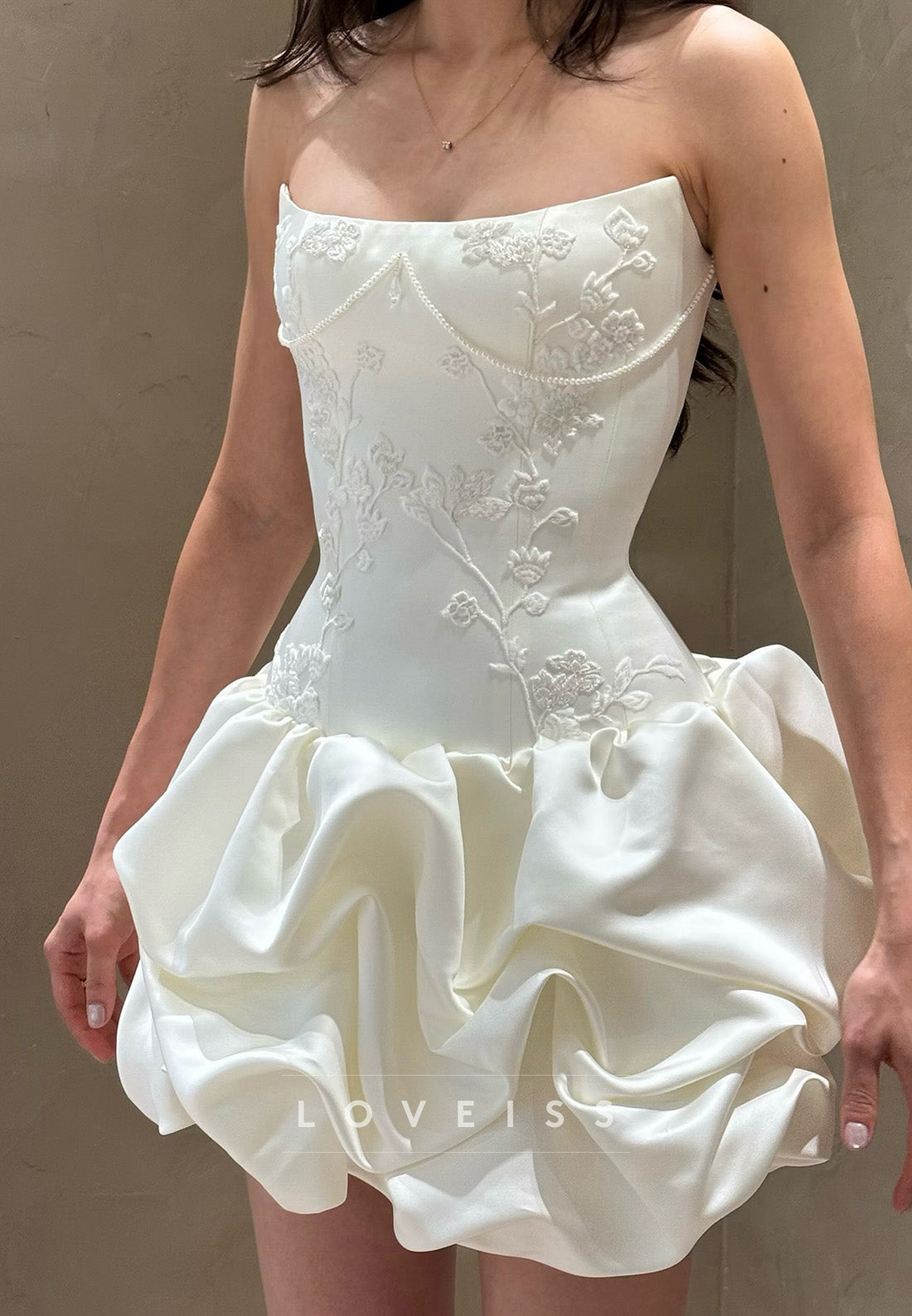 Embroidered Corset Mini Dress with Bubble Skirt