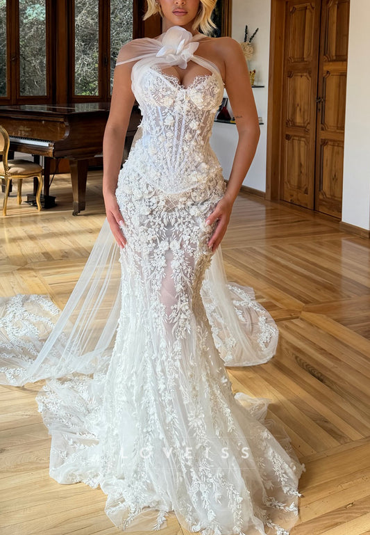 Corset Mermaid Wedding Dress with Halter Neck & Train