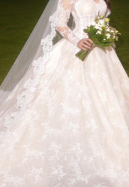 Lace Long Sleeve Ball Gown Wedding Dress