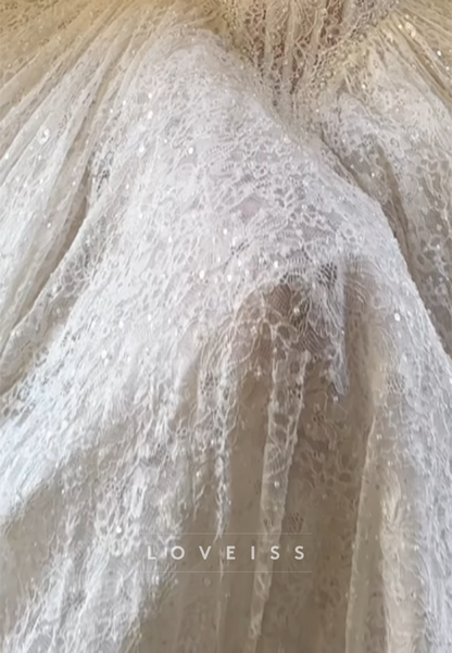 Strapless Corset Lace Ball Gown Wedding Dress