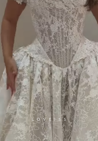 Off-the-Shoulder Lace Corset Ball Gown