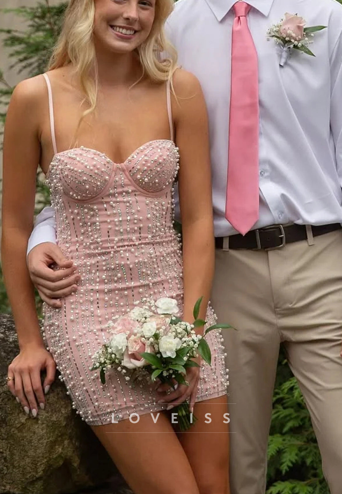 Pearl Embellished Corset Mini Dress