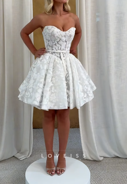 Strapless Lace Mini Wedding Dress
