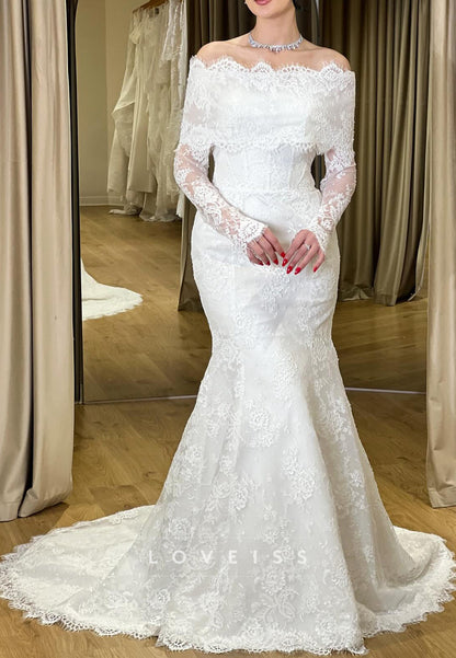 Off-the-Shoulder Lace Mermaid Wedding Dress