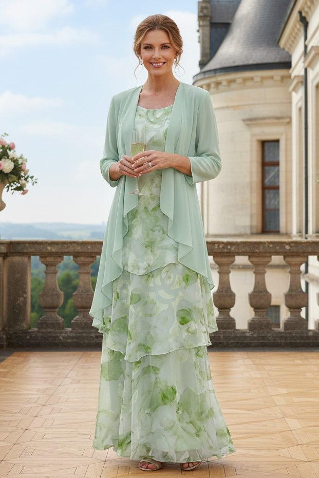Tiered Chiffon Mother of the Bride Dress with Jacket