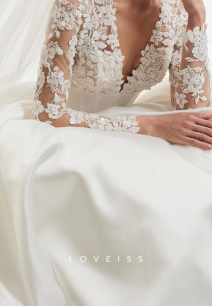 Lace Long Sleeve Ball Gown Wedding Dress