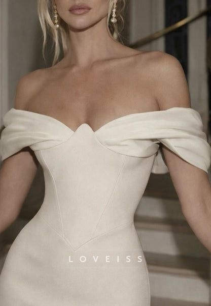 Off-the-Shoulder Corset Crepe Wedding Dress