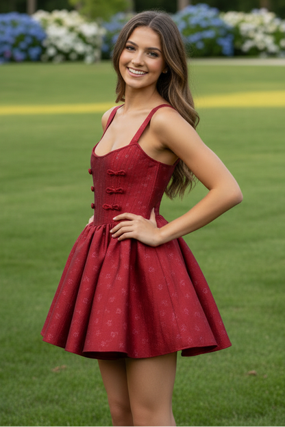 Corset Mini Dress with Bow Accents
