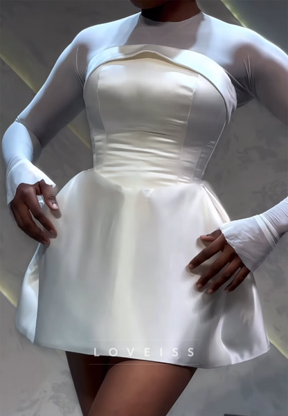 Corset Mini Dress with Sheer Illusion Bolero