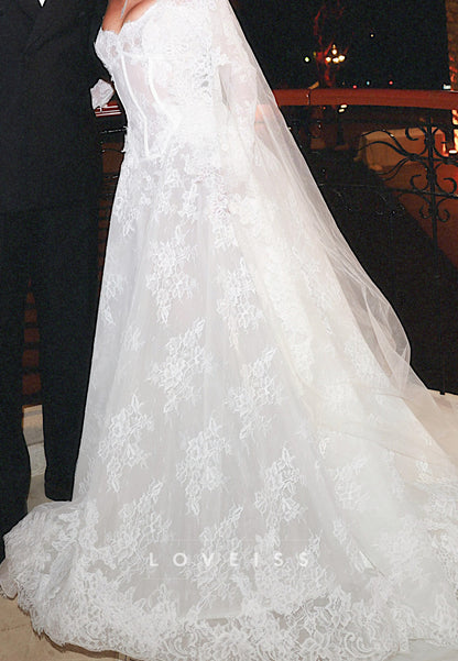 Lace Long Sleeve Corset A-Line Wedding Dress