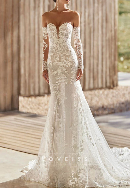 Sweetheart Lined Appliques Mermaid Wedding Dress