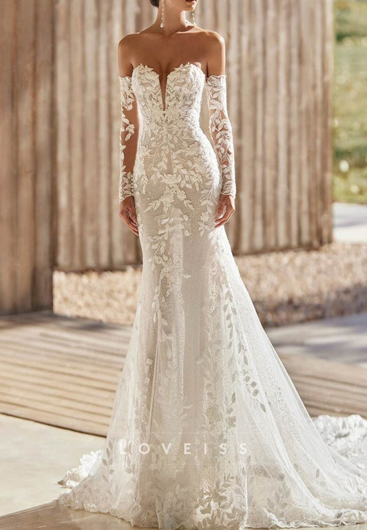 Sweetheart Lined Appliques Mermaid Wedding Dress