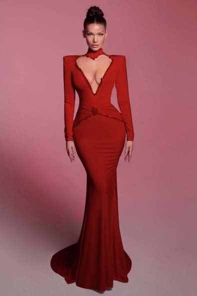 Lussooy Burgundy Gorgeous Off-The-Shoulder Mermaid Evening Dress Split With Beadings