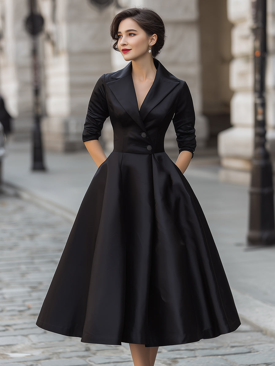 Elegant Satin Dress With Full Skirt