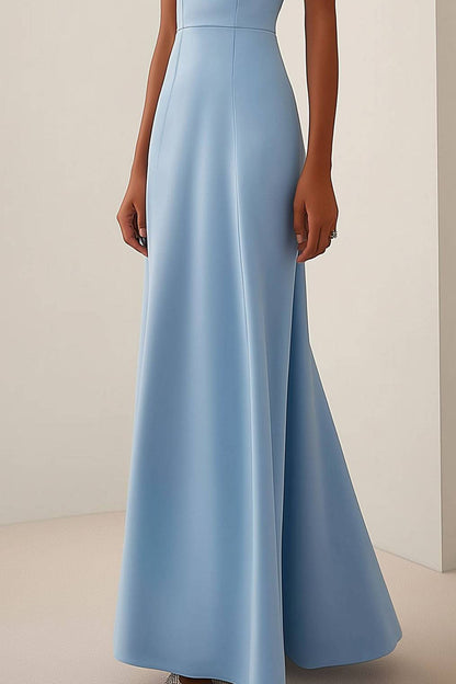 Wedding Guest Formal Dress Light Blue Crystal Embellished Maxi Dress