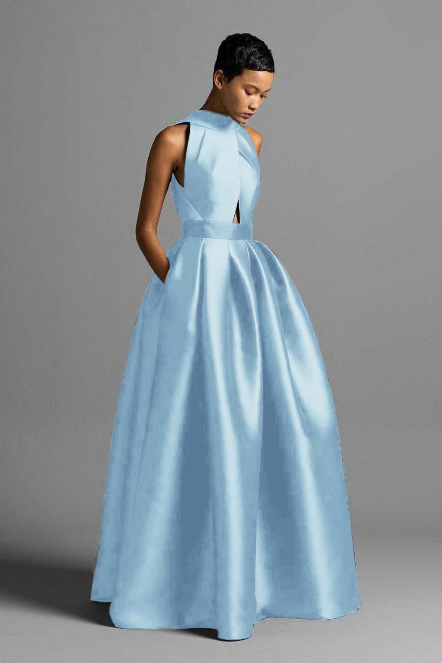 Lussooy Elegant Satin Wide Shoulder Straps Sleeveless Backless Prom Dress