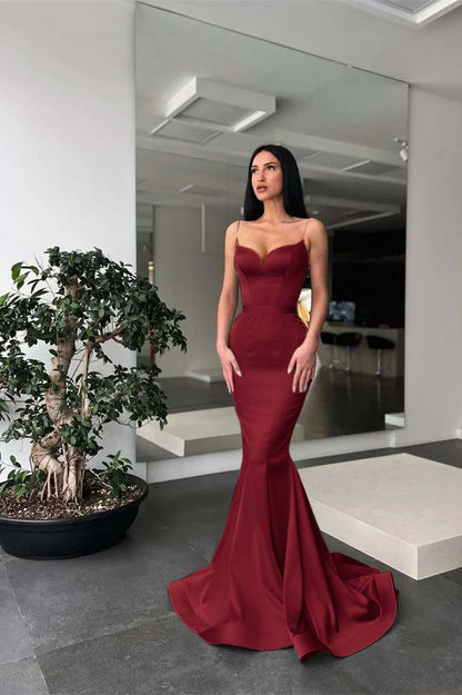 Lussooy Satin Stunning Black Sleeveless Strapless Pleated Prom Dress with Long Split