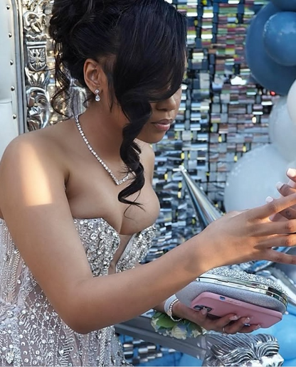 Silver Beadings Sweetheart Mermaid Black Girl Long Party Dress