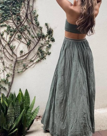 Purple Strapless Cut Out A-Line Long Party Dress