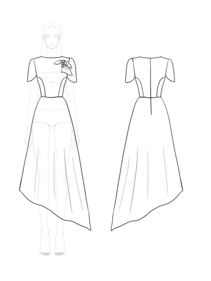 Wedding Guest Cyan Dress Asymmetrical Petal Sleeve Drape Midi Dress